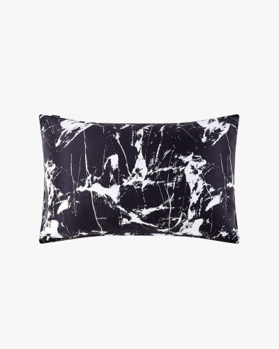 Povlak na polštář HEDVÁBÍ/BAVLNA 51x66cm-IKEA polštař - Doplňky: Povlaky na polštář, Barva: Mramorová/černá
