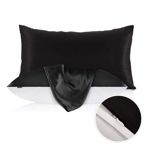 Povlak na polštář HEDVÁBÍ/BAVLNA 51x66cm-IKEA polštař - Doplňky: Povlaky na polštář, Barva: Černá/Bílá